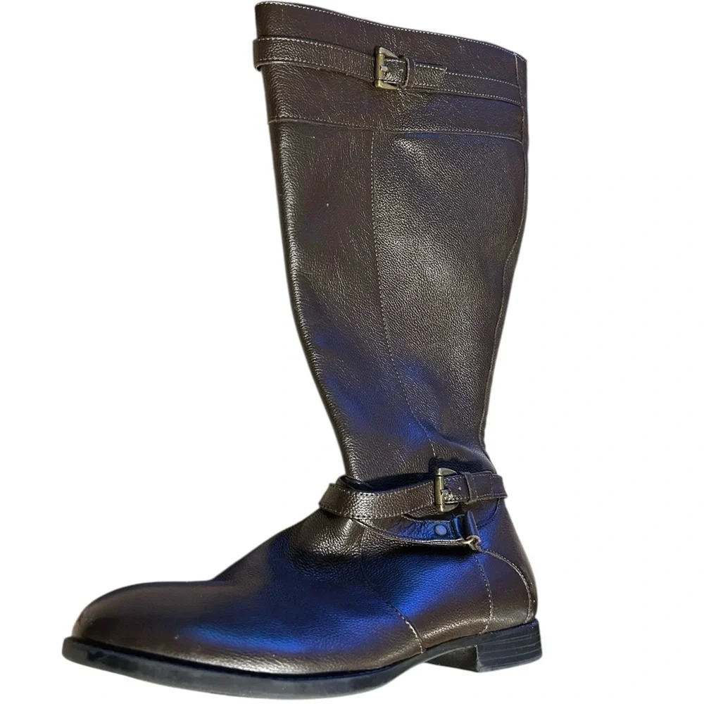 Comfortview Janis Tall Wide Calf Brown Leather Boot 9.5WW